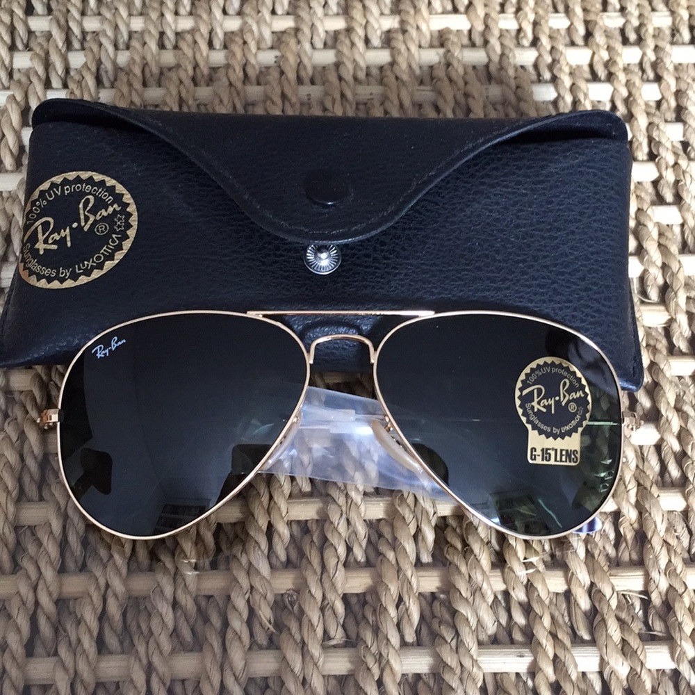 Rayban Gold Aviators with Green lenses